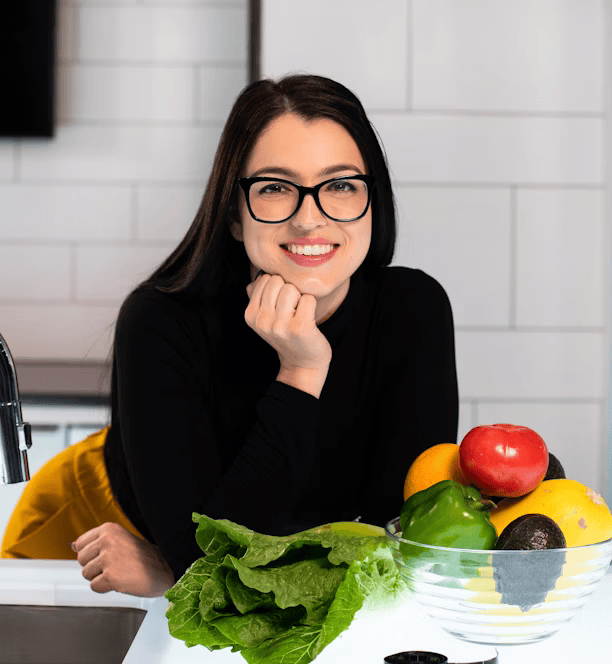 Nutrition professional with fresh vegetables